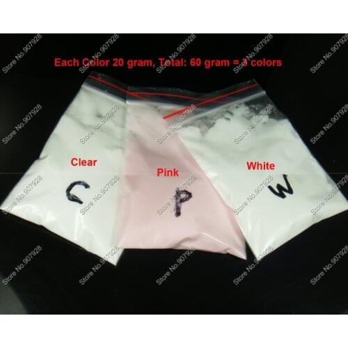 60gram(=3 mixed colors) Acrylic Dust Powder Pigments Set -WHITE CLEAR PINK for DIY Acrylic Manicure Nail Tips System