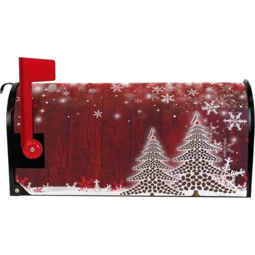 Christmas Tree Winter Snowflake Pine Mailbox Covers Standard Size White Snowflake Magnetic Mail Wraps Cover Letter Post Box