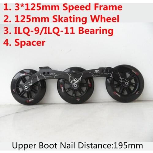 3X125mm Speed Skating Frame Base With 125mm Edge R Wheel ILQ-9 ILQ-11 SEBA Bearing Spacer Screw Nail Bolt
