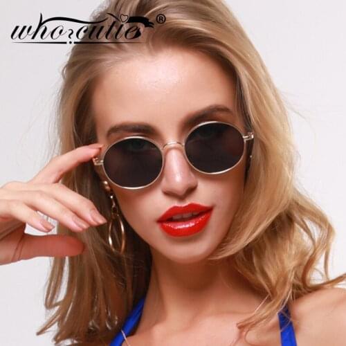 WHO CUTIE Oval Steam Punk Sunglasses Women 2020 Luxury Brand Design Retro Vintage Round Steampunk Sun Glasses Shades Men S314