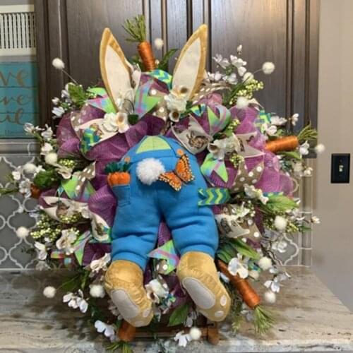 Easter Rabbit Wreath Decor for Front Door Easter Bunny Shape Garland Wall Decor Easter Decor can CSV