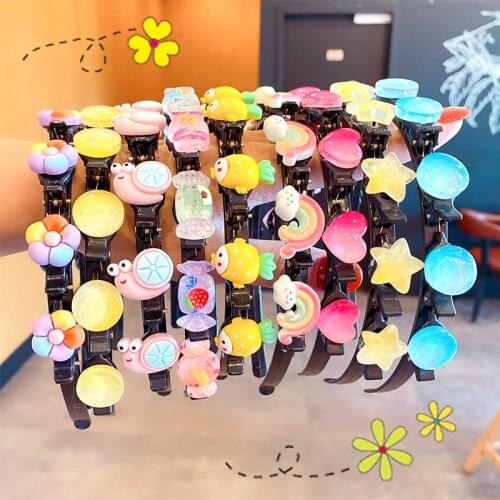 New Cute Cartoon Bangs Braided Fixed Hairbands For Girls Kids Sweet Hair Decorate Headband Fashion Hair Accessories