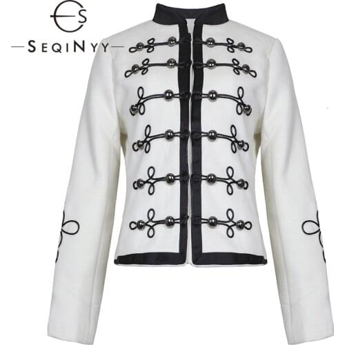 SEQINYY Autumn Winter Jacket 2020 Women Fashion Design Long Sleeve White Buttons Short Top