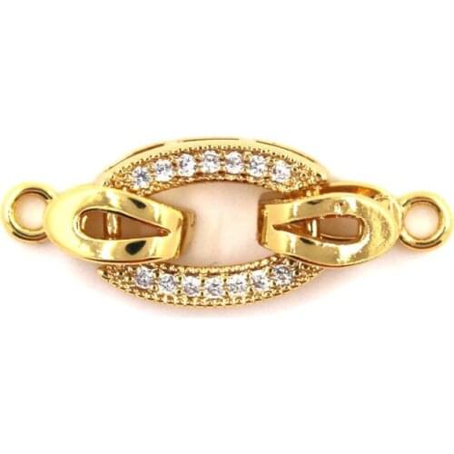 DIY Necklace Bracelet Connectors Clasp 18K Gold Plating Copper Cubic Zirconia Clasps For Jewelry Making Fastening Accessories
