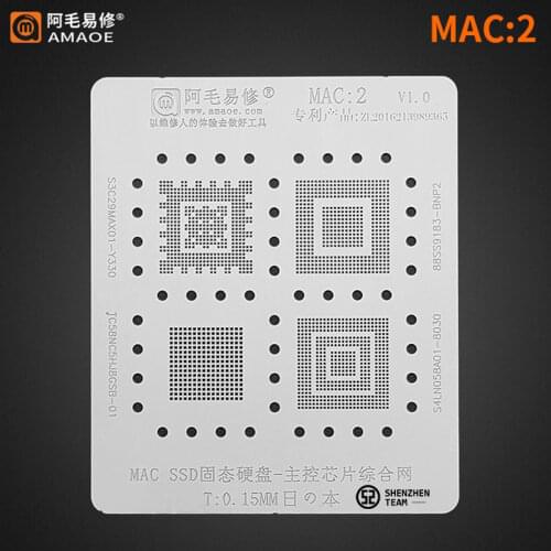 AMAOE Stencil MAC:2 MAC2 For MacBook SSD NAND S4LN058A01-8030 88SS9183-BNP2 S3C29MAX01-Y330 Reballing Stencil Tin Plant Net