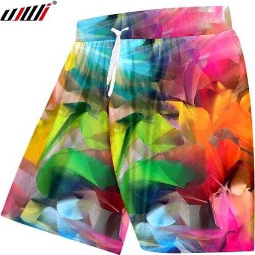 UJWI Male Beach Shorts Fashion Quick Funny 3D Printed Colorful flowers Plus Size Costume Homme Shorts 5XL