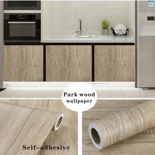 PVC Waterproof Stickers Wood Grain Stickers Wardrobe Cabinet Table Furniture Renovation Stickers Wallpaper Self-Adhesive