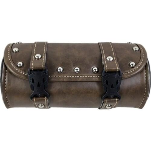 Waterproof Leather Motorcycle Fork Bag Saddlebags Brown Handlebar Bag Motorcycle Electric Bicycle Accessories