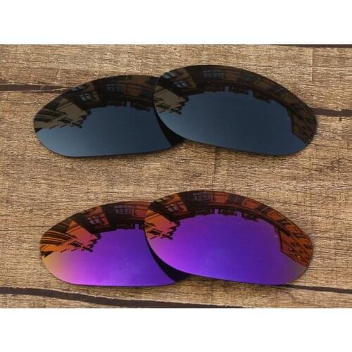 Vonxyz 2 Pairs Stealth Black & Violet Mirror Polarized Replacement Lenses for-Oakley Monster Dog Frame