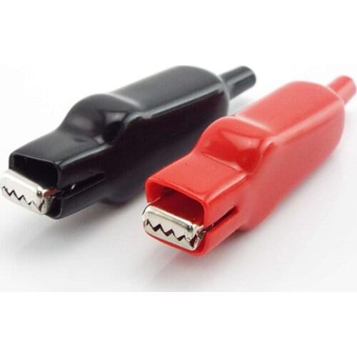 2pcs 20A Sheathed Alligator Clips Electrical DIY Test Leads Cable Alligator Double-Ended Crocodile Roach Electrical Jumper Wire