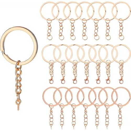10pc/Lot KC Gold Screw Eye Pin Key Chain Jump Rings Split Key Rings With Lobster Clasp Chains Bulk For Crafts Jewelry Making Kit