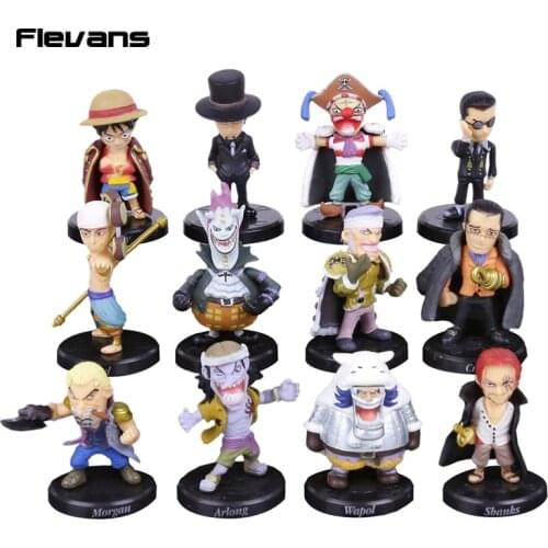 Anime One Piece 12pcs/set Luffy Sabo Shanks Lucci Crocodile Moria Buggy Enel PVC Figures Collectible Model Toys 5cm