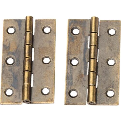 2Pcs 50*28mm Antique Bronze Furniture Cabinet Drawer Door Butt Hinge Decorative Hinges for Jewelry Wooden Box Furniture Hardware