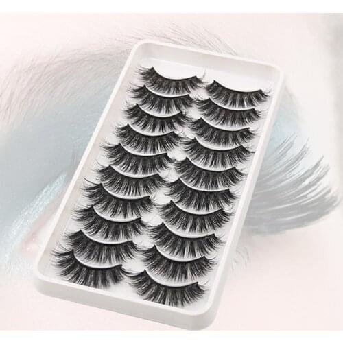 50% Hot Sale 10Pairs False Eyelashes Stylish Universal Fiber Makeup Extensions Eye Lashes for Women