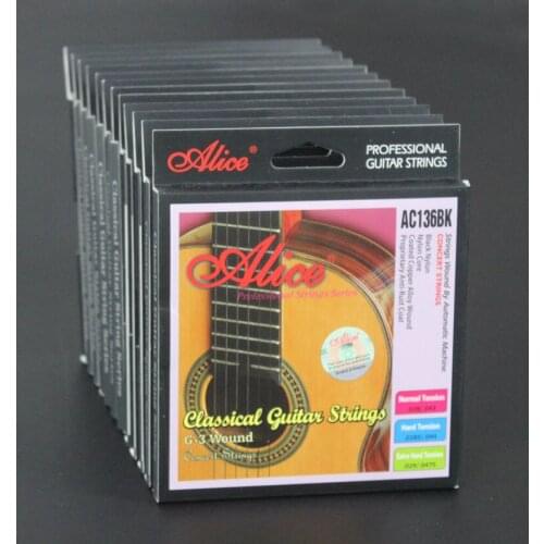 Alice AC136BK Black Nylon Coated Copper Alloy Wound Anti-rust Classical Guitar Strings
