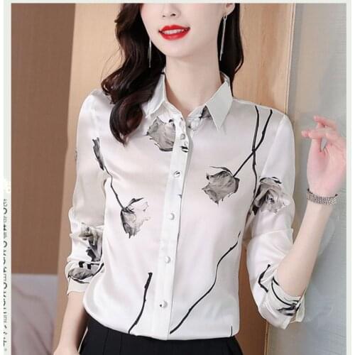 Fashion Office Ladies Women Temperament Blouses Shirts Lady Casual Feminine Blouse Long Sleeve Print Blusas TopsDM1166