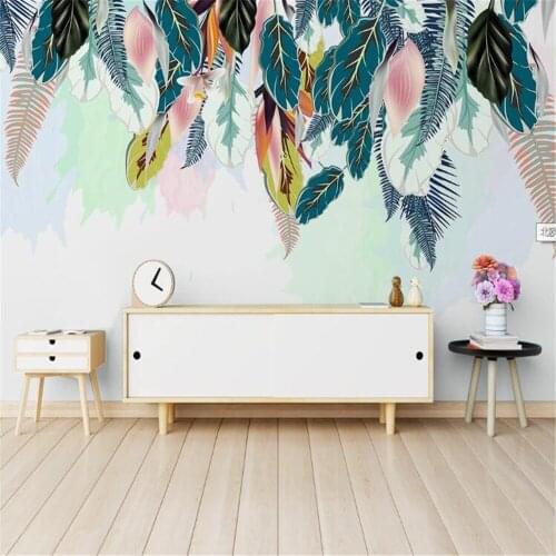 Milofi custom large wallpaper mural Nordic simple small fresh green leaves watercolor style background wall