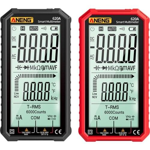 ANENG 620A Digital Multimeter True-RMS Auto-Ranging AC/DC Volt Ohm Capacitance Continuity Temperature Frequency Meter NCV Tester