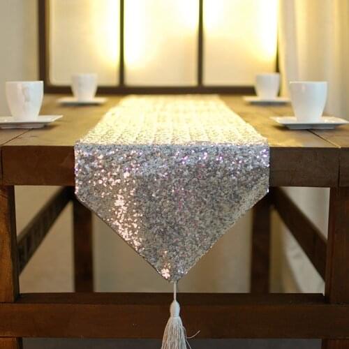 Polyester Wedding Decoration Table Runners Modern Rose Gold Decoration Home Party Sequin Tread Runner Table Decor Reusable New