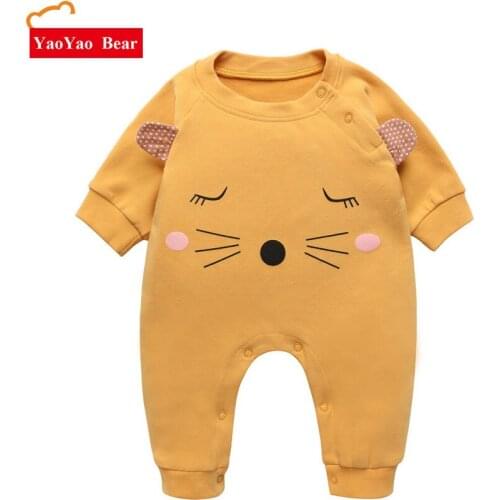 Long Sleeve Baby Rompers Boys Girls Jumpsuit Onepiece Autumn Outwear Clothes Children Cotton Character Cute Casual O-neck 6-12m