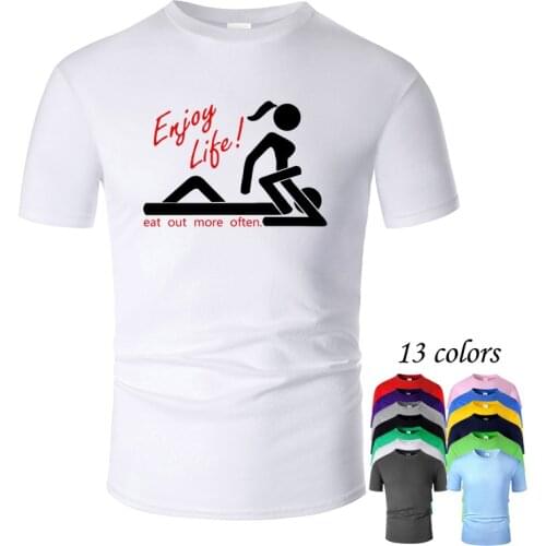 2021 new Cool Enjoy Life Line Art O Neck Cotton T Shirt Men and woman Unisex Summer Short Sleeve Designed Casual Tee m03001