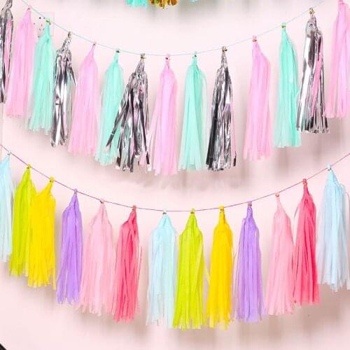 15/20pcs 35x12cm Mixed Color Tissue Paper Tassel Garland DIY Wedding Birthday Event Party Decoration Baby Shower Favors Supplies