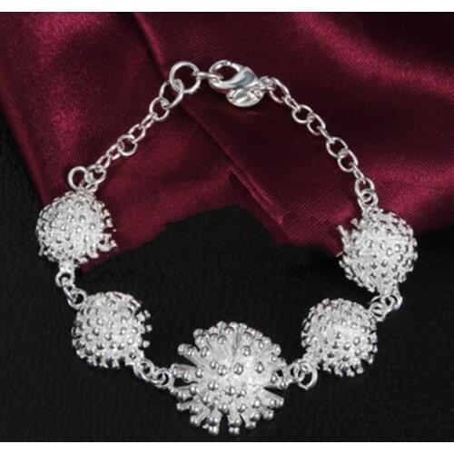 Fine 925 Sterling Silver Bracelets for Women Fireworks Flower Chain Fashion engagement Wedding Party Christmas Gifts Jewelry