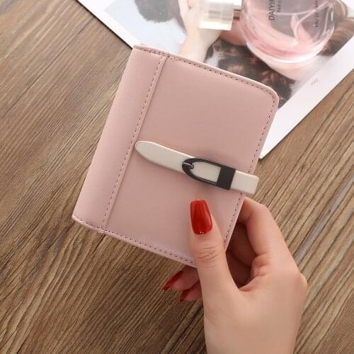 Wallet Women Card Solid Color Mini Card Bags Collapsible Simple Zipper Buckle Coin Purse Female Purses