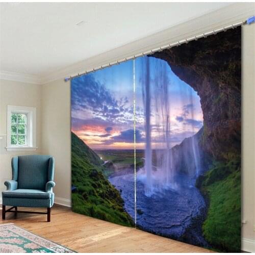 Beautiful waterfall 3D Blackout Window Curtains For Living room Bedding room Hotel/Office Curtain Drapes Cortinas para sala