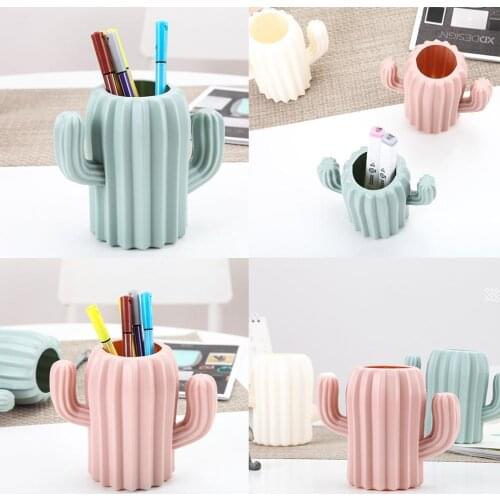 Creative Desktop Storage Multifunctional Cute Cactus Pen Holder Desk Supplies Simple And Fresh Desktop Plastic Student Supplies