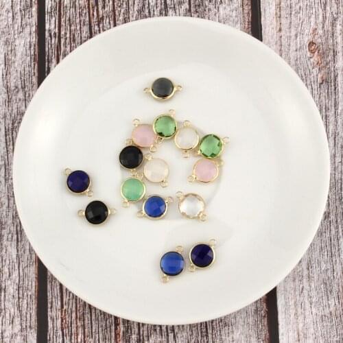 2pcs/pack Round Crystal Connector Finding Cobochon Diy Craft Necklace Bracelet Earrings Handmade Jewelry Accessories AC165