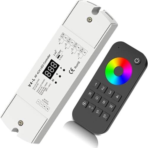 Led RGBW Strip Controller 4 Zone Touch Remote; Wireless Receiver;DC12V 24V 5A 4 Channel 20A Output CCT RGB String Ribbon Dim