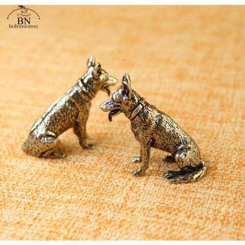 Lucky Brass Fortune Dog Home Decoration Small Ornaments Little Puppy Bronze Chinese Desktop Mini Figurines Copper Wolf Tea Pets