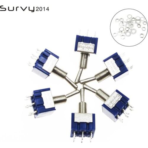 6pcs Toggle Switch Mini Switches 3 Position Latching Switch SPDT ON-OFF -ON DPDT 6A 125V