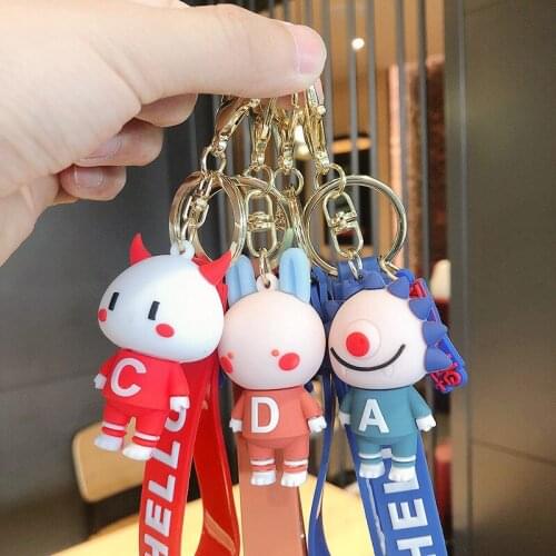 Cartoon Epoxy Little Devil Doll Keyring Creative Letter Anime Keychain Couple Women Backpcak Pendant Resin Key Chain Gifts