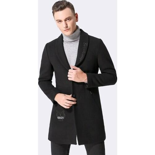 Mens Coat Black Woolen Coat Man 2020 Autumn Winter Jackets Fashion Korean Mens Jackets Overcoat Abrigo Hombre KJ258