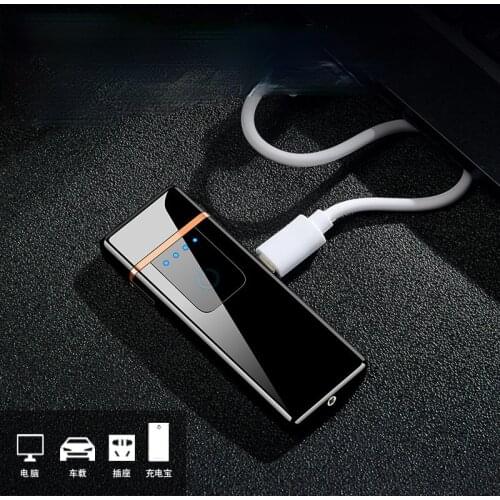 Heating Wire Lighter Ultra-thin Fingerprint LCD Induction Rechargeable Lighter Usb Cigarette Lighter Mens Gift Accessories