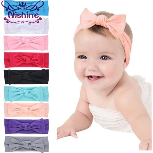 Nishine Knotted Newborn Headband Children Hair Accessories Sweet Cotton Bow Headband Knot Headwrap Rabbit Turban