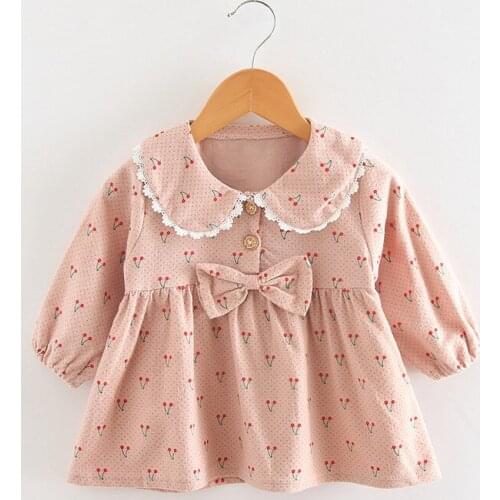 2021 New Summer Cotton Baby Girls Cartoon Long Sleeves Dress Childrens Clothing Kids Princess Dresses Casual Clothes