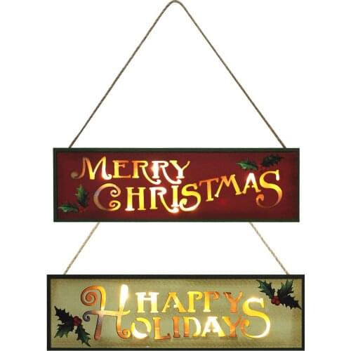 2022 New Year Ornament Merry Christmas Decoration Christmas Family Wooden Sign Home Door Wall LED Light Christmas Dependable
