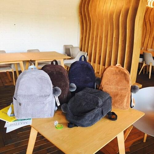 New casual ladies backpack corduroy student backpack large capacity fashion cute small fresh backpack mochilaNB217