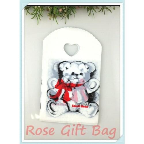 Wholesale 100pcs Bear Design White Plastic Bag 13X21cm Jewelry Package Boutique Gift Packaging Plastic Gift Bags With Handle