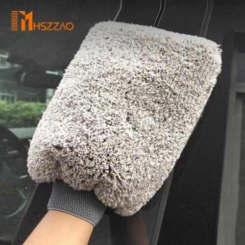 1 Pcs Gray Plus velvet fiber Car Wash Gloves Car Cleaning Tool Home use Multi-function Cleaning Brush Detailing Never Scrat
