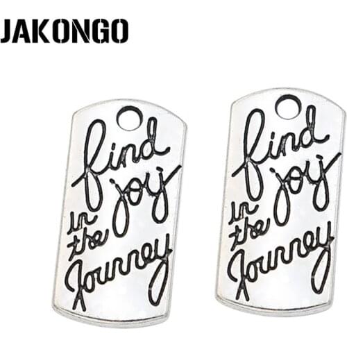 20pcs Antique Silver Plated Find Joy in the Journey Charms Pendants for Necklace Jewelry Making DIY Handmade Craft 20x10mm