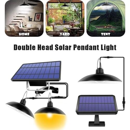 Solar Pendant Light Outdoor Indoor White/Warm White Lighting IP65 Waterproof Double-head Solar Pendant Light for Camping Garden