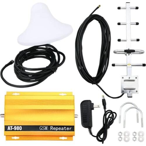 AT980 Repeater GSM Signal Amplifier 900MHz Mobile Phone Signal Booster Repeater Ceiling Antenna +Yagi Antenna
