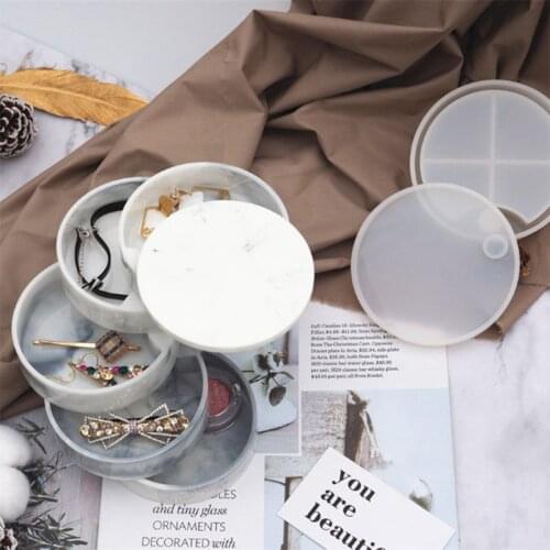 Rotatable Jewelry Box Epoxy Resin Casting Molds for DIY Multi-Layer Trinket Box F3MF