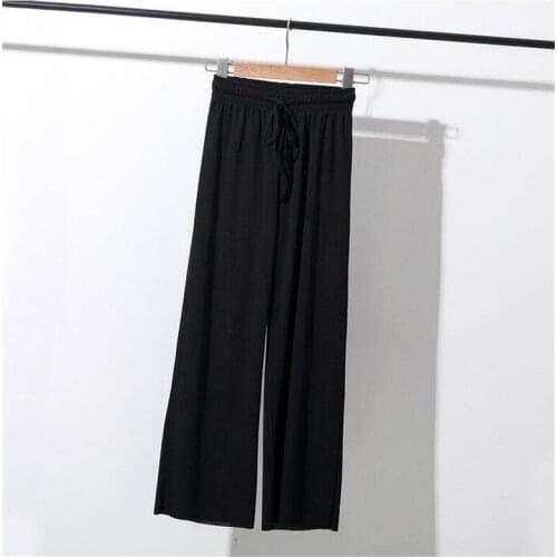Ice Silk Women Pants Wide-Leg Pants Female Summer Drape Loose and Versatile High-Waist Elastic Thin Straight-Leg Pants