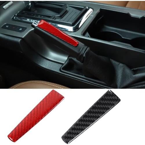 1Pcs Car Sticker Carbon Fiber Handbrake Handle Trim Strip For Ford Mustang 2009-2013 Accessories