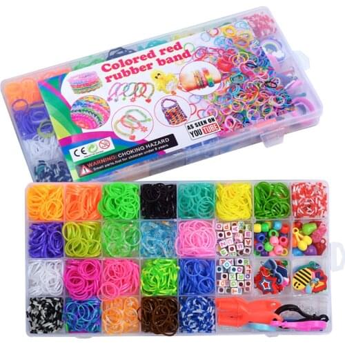 1500pcs Rainbow Rubber Bands Set Kid Multi-Functional Classic Practical Diy Loom Band Rainbow Woven Bracelet For Girl Gifts